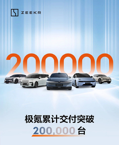 极氪累计交付突破20万台,刷新新势力最快交付纪录
