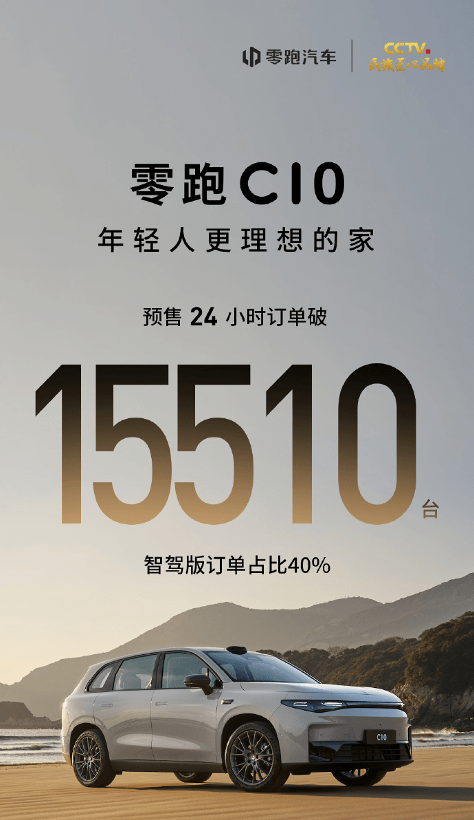 零跑C10预售24小时，订单破15510台