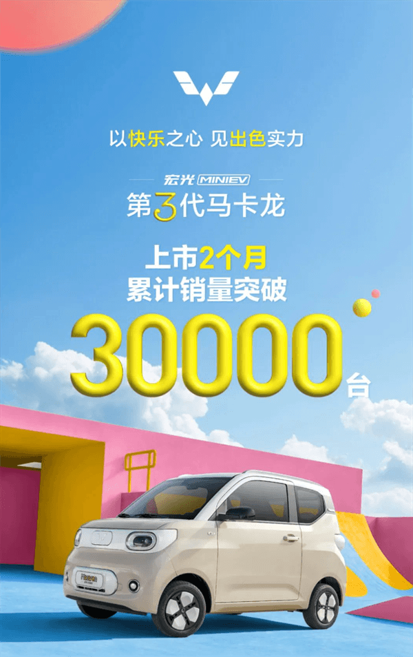 上市2个月！五菱宏光 MINIEV 第三代马卡龙销量突破3万台