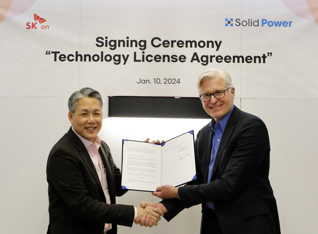 SK On与美国初创公司Solid Power签署技术许可协议，以加快研发全固态电池