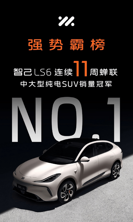 11連冠！智己LS6蟬聯(lián)中大型純電SUV銷量冠軍