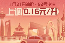 1月31日24时:92号汽油上调0.16元/升