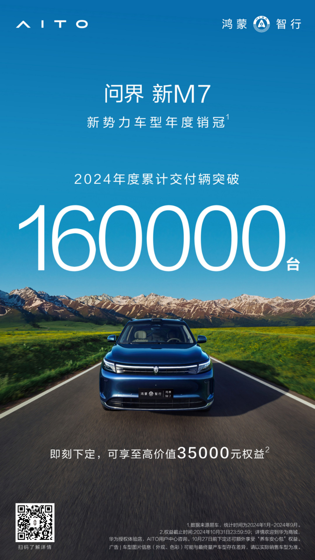 问界新M7今年累计交付量突破16万台