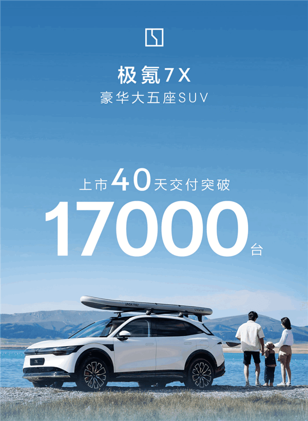 上市40天交付超17000台！极氪7X打破豪华纯电车交付纪录