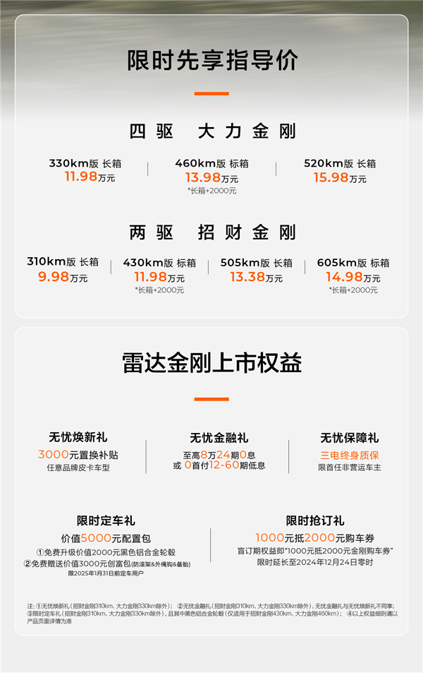 電比油低 吉利純電皮卡雷達金剛正式上市：9.98萬起