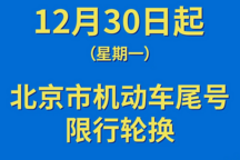 請注意！12月30日起北京市機(jī)動車限行尾號將輪換