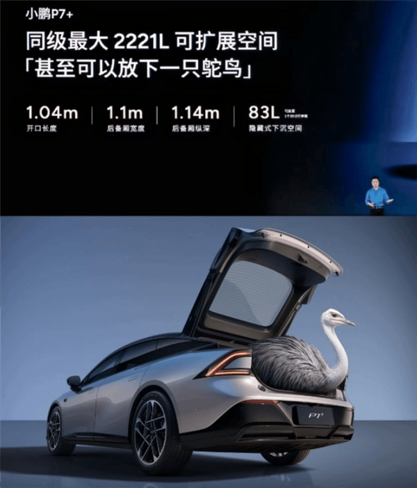 何小鵬的flag實現(xiàn)了！有人真將一只鴕鳥裝進了P7+的后備廂