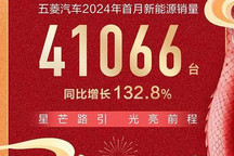 41066台 五菱2024年1月新能源销量公布