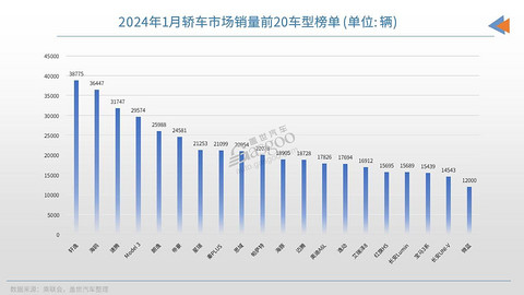 2024年1月轿车销量前20:又有“黑马”冲榜成功,油车开始反扑?