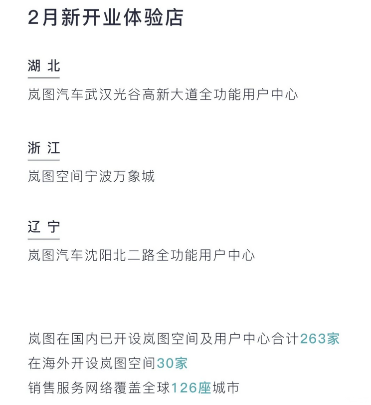 同比增长187% 岚图汽车2月交付3182辆