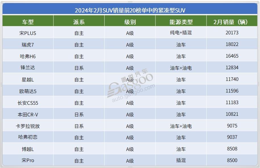 suv销量排行榜2024_2024年2月SUV销量排行榜:ModelY、问界M7和长安CS75PLUS包揽...(2)