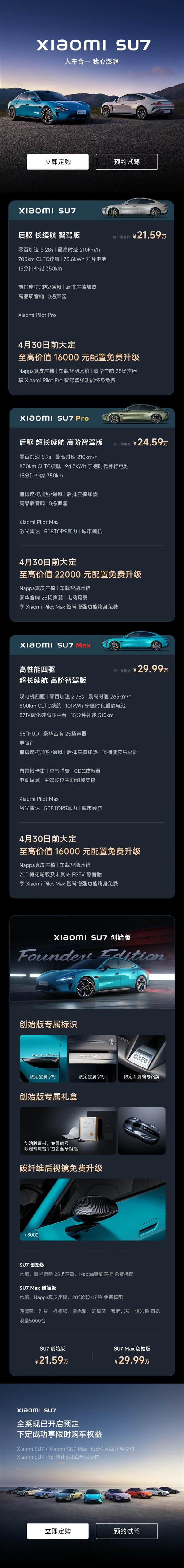 50万以内最好看、好开、智能的车！小米SU7一图看懂