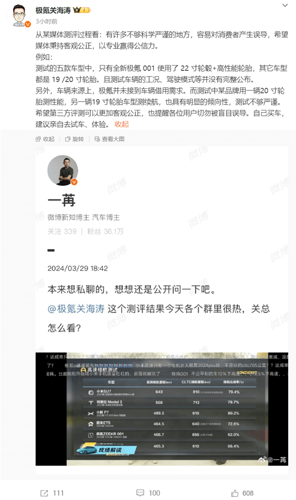 極氪高管回應(yīng)懂車(chē)帝測(cè)試001續(xù)航達(dá)成率最低：測(cè)試不夠科學(xué)嚴(yán)謹(jǐn)