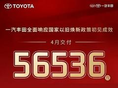 一汽丰田2024年4月交付新车56536台