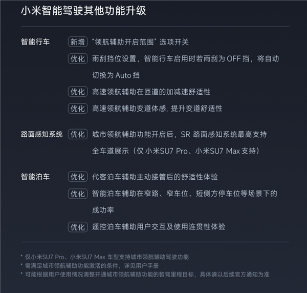 小米汽車全新OTA推送預(yù)告：10城領(lǐng)航輔助要開通了