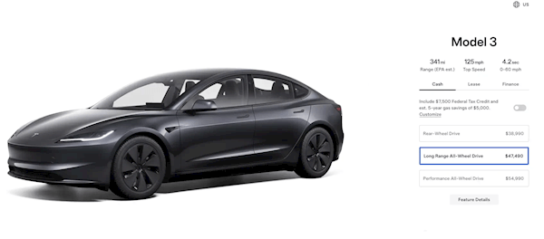 特斯拉價(jià)格再迎波動：Model 3長續(xù)航四驅(qū)版海外降價(jià)