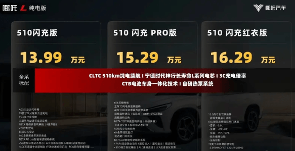 13.99萬元起！哪吒L純電版上市：全系標(biāo)配寧德時(shí)代神行長(zhǎng)壽電池