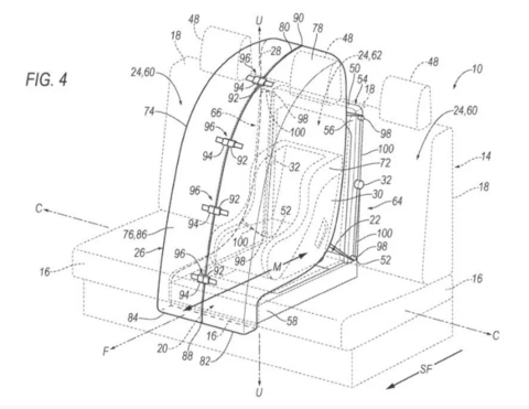福特新专利：将汽车座椅完全包裹的安全气囊 以保护后座儿童安全