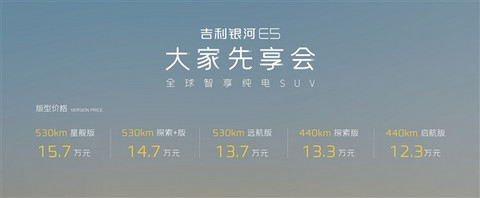 12.3万起 吉利银河E5开启预售：用上吉利最强11合1智能电驱