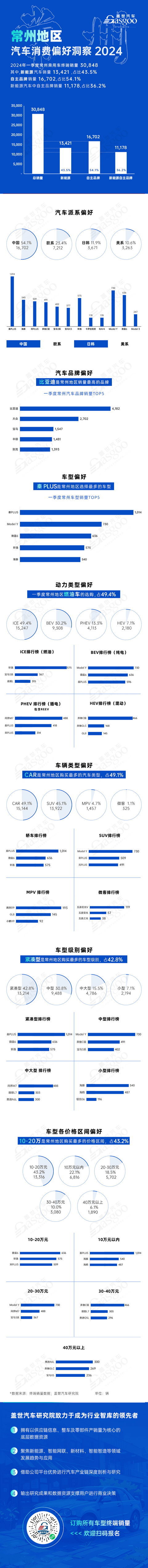 比亚迪领跑，新能源与燃油车并存繁荣 | 常州地区一季度汽车消费偏好洞察