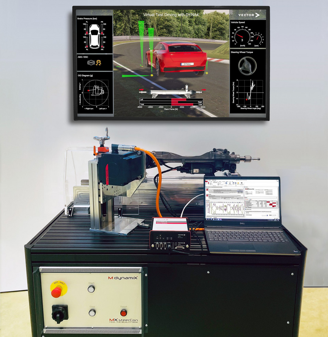 Vector Informatik和MdynamiX制造线控转向和传统转向系统的测试台