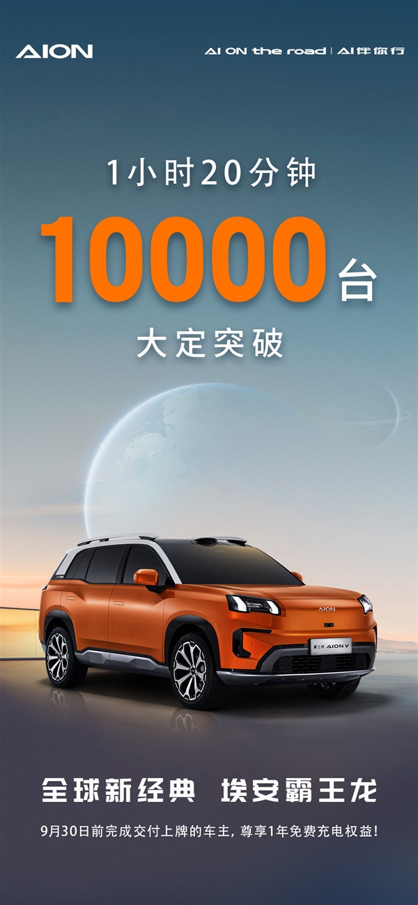 國產純電SUV開卷！第二代廣汽埃安V賣爆：80分鐘大定破萬