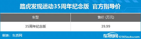 路虎发现运动35周年纪念版上市 售39.99万元