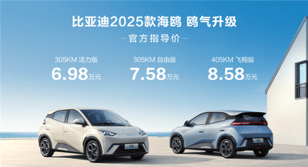通勤神車再次更新！比亞迪2025款海鷗正式上市：售6.98萬元起