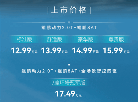 全系2.0T发动机动力比肩宝马！奇瑞瑞虎8L上市：12.99万起