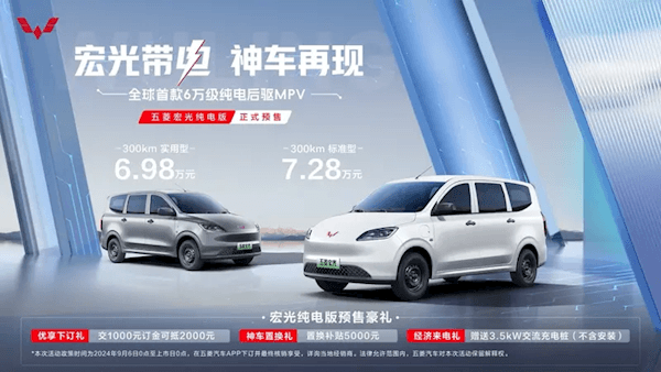 6.98萬起！國民神車五菱宏光純電版開啟預(yù)售：續(xù)航300公里 