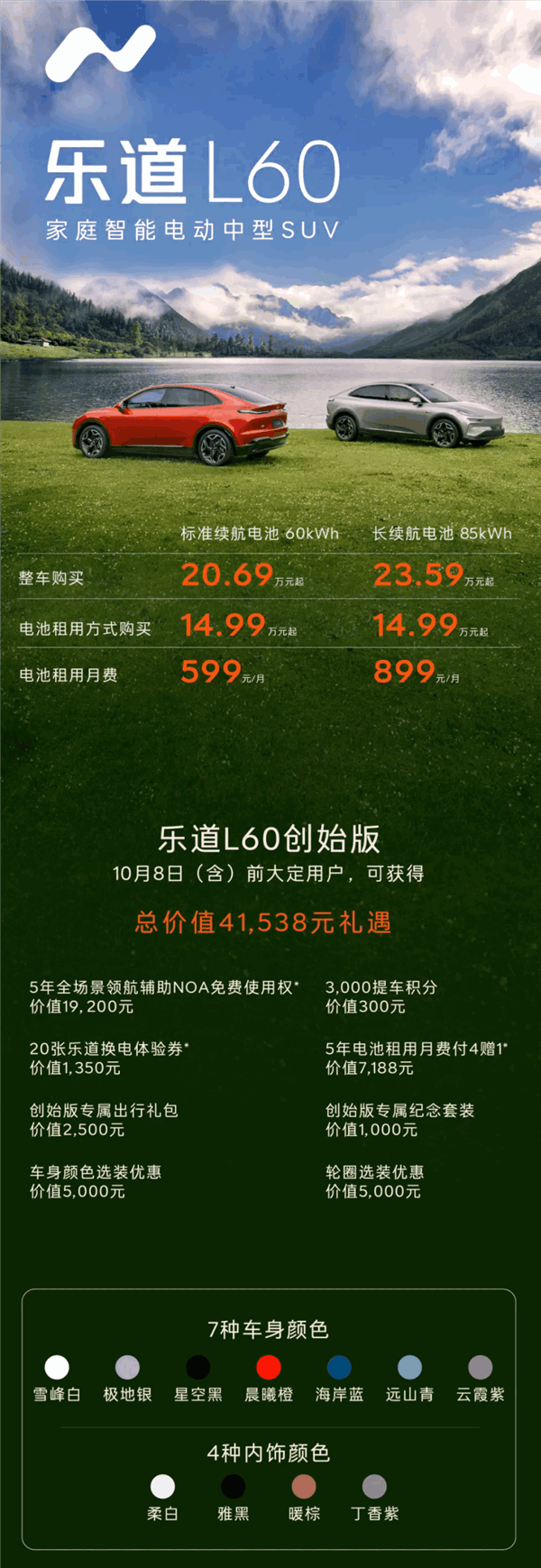 租電買車僅14.99萬(wàn) 起步續(xù)航555公里！樂(lè)道L60一圖看懂