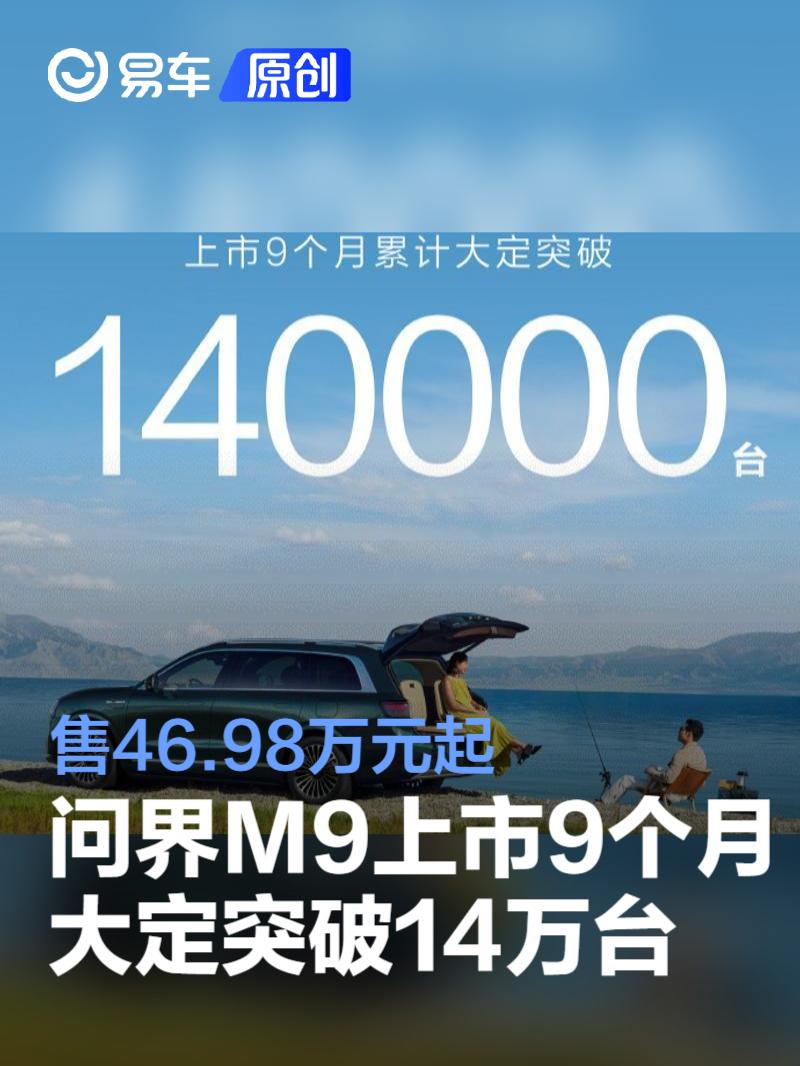 问界M9上市9个月大定破14万台，夺得50万以上车型销冠。