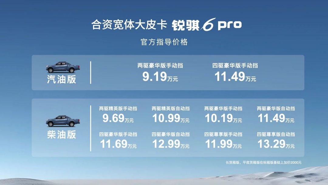 鄭州日產銳騏6 Pro上市，售價9.19-13.29萬元