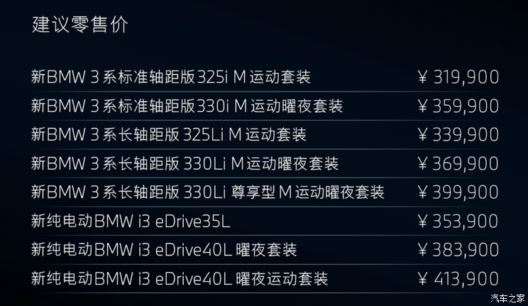 售31.99万起 新款宝马3系/i3上市 全系增主动巡航控制系统等