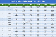 17家車企12月新能源銷量：“漲聲一片”中，唯有一家下滑