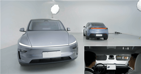 煥新版Model Y國內(nèi)實車展示：車燈大不同 后排可電動折疊