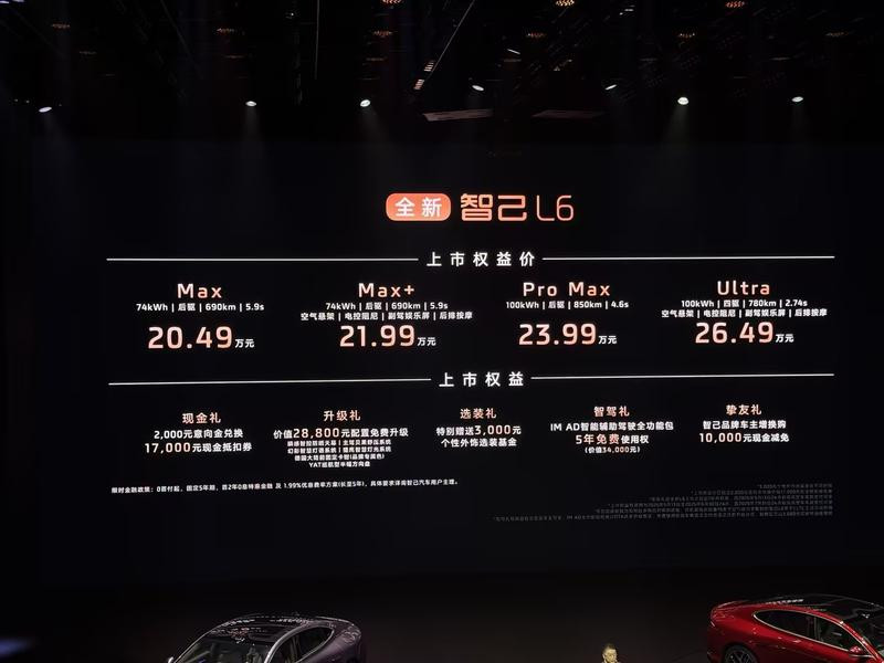 智己L6上市：20.49万起售，全系标配800V高压平台与激光雷达