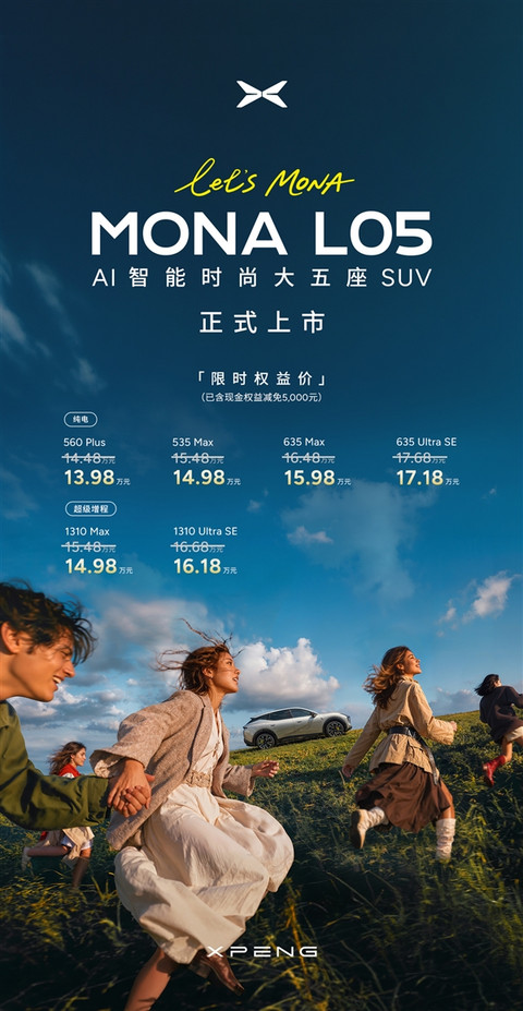 13.98万起 小鹏Mona L05上市卖爆:5000台准现车已全部售罄