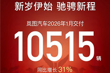 岚图1月交付破万辆，同比增长31%