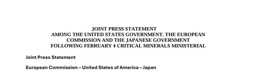 欧盟、日本与美国就关键矿产供应链韧性建立战略伙伴关系