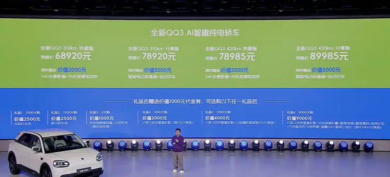 奇瑞QQ3 EV预售价6.892万起 搭载AI灵犀智舱/猎鹰500辅助驾驶-图1