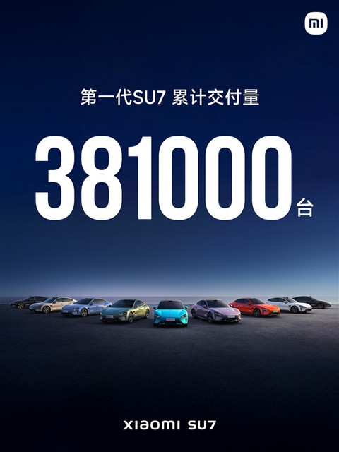 第一代小米SU7累计交付超38万辆：2025年力压特斯拉Model 3成销冠