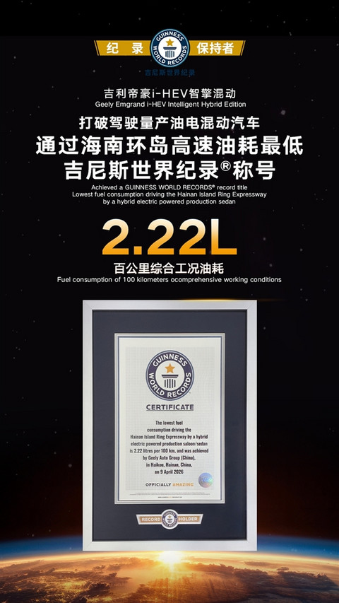 吉尼斯认证油耗2.22L！吉利为何要做i-HEV油混 比日系先进在哪？