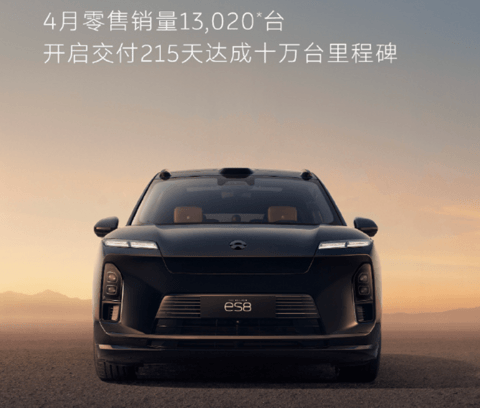 蔚来全新ES8 4月销量13020台 连续五月领跑40万元以上车型市场