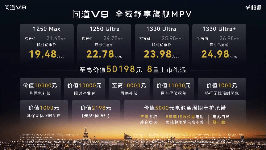 五大共鸣诠释旗舰标准：极狐问道V9上市19.48万起