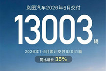 岚图汽车2026年5月交付破1.3万辆