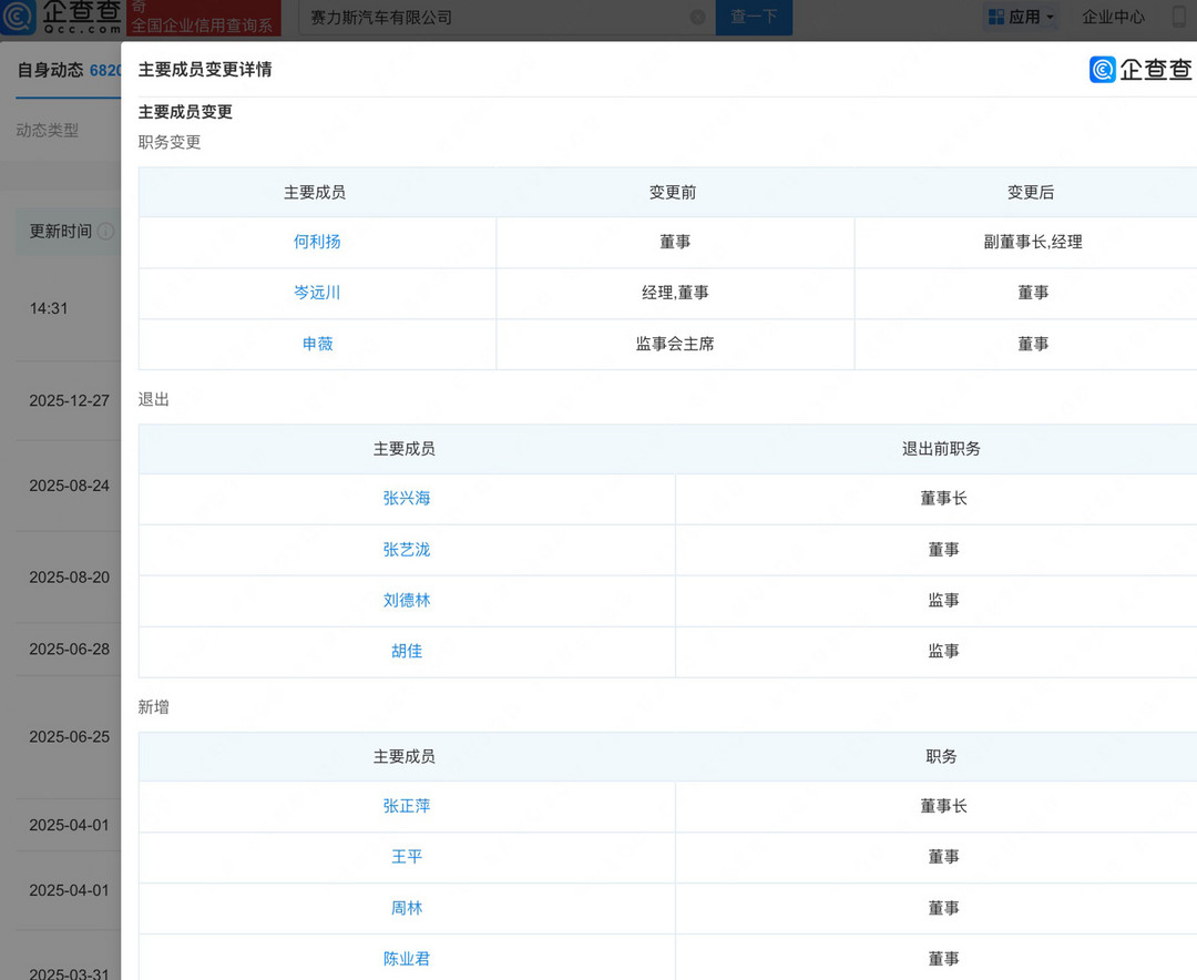 张正萍接任赛力斯汽车董事长