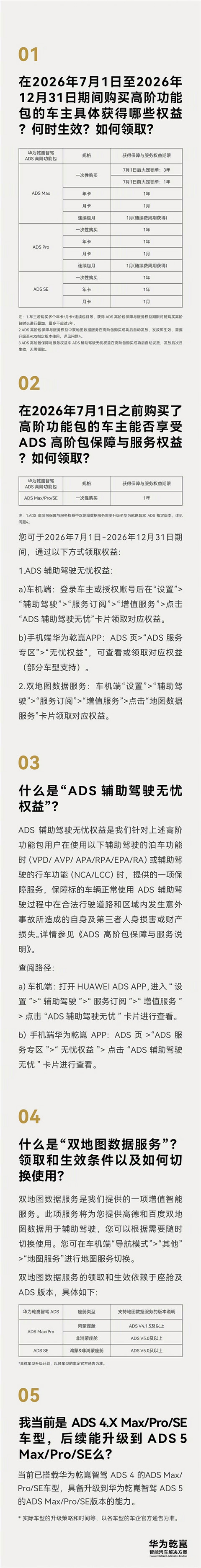 华为乾崑智驾高阶包下月调价:取消限时优惠 恢复至3.6万元标准价