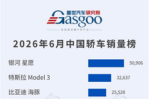 2026年6月轿车/SUV车型销量榜：银河星愿、比亚迪元领跑，新能源车型占据主流丨盖世汽车研究院