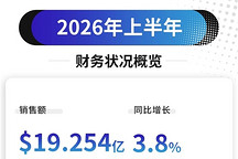 森萨塔科技上半年营收19.254亿美元，同比增3.8%